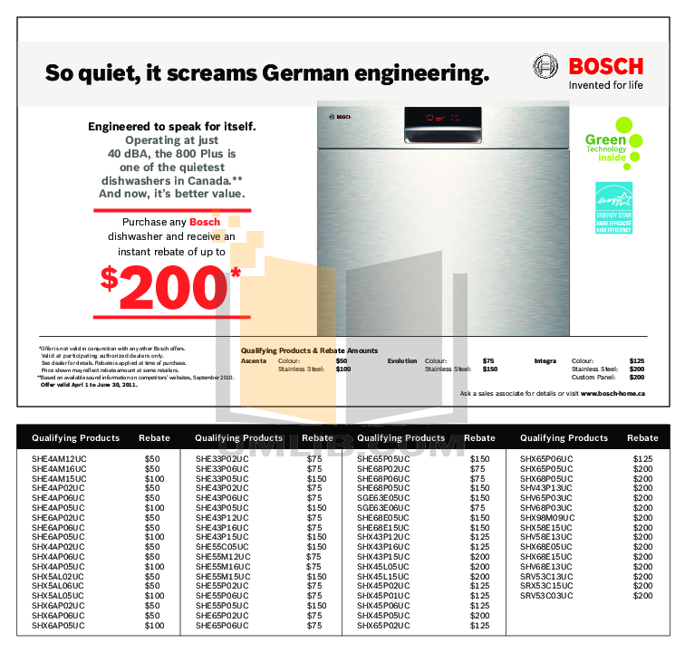 Download free pdf for Bosch Ascenta SHX5AL05UC Dishwasher manual
